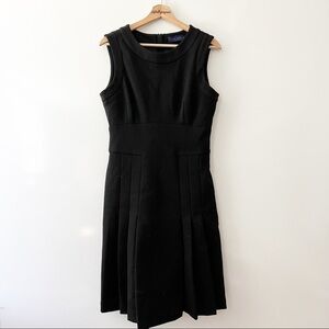 Erin Snow Black Wool Pleated Fit and Flare Dress